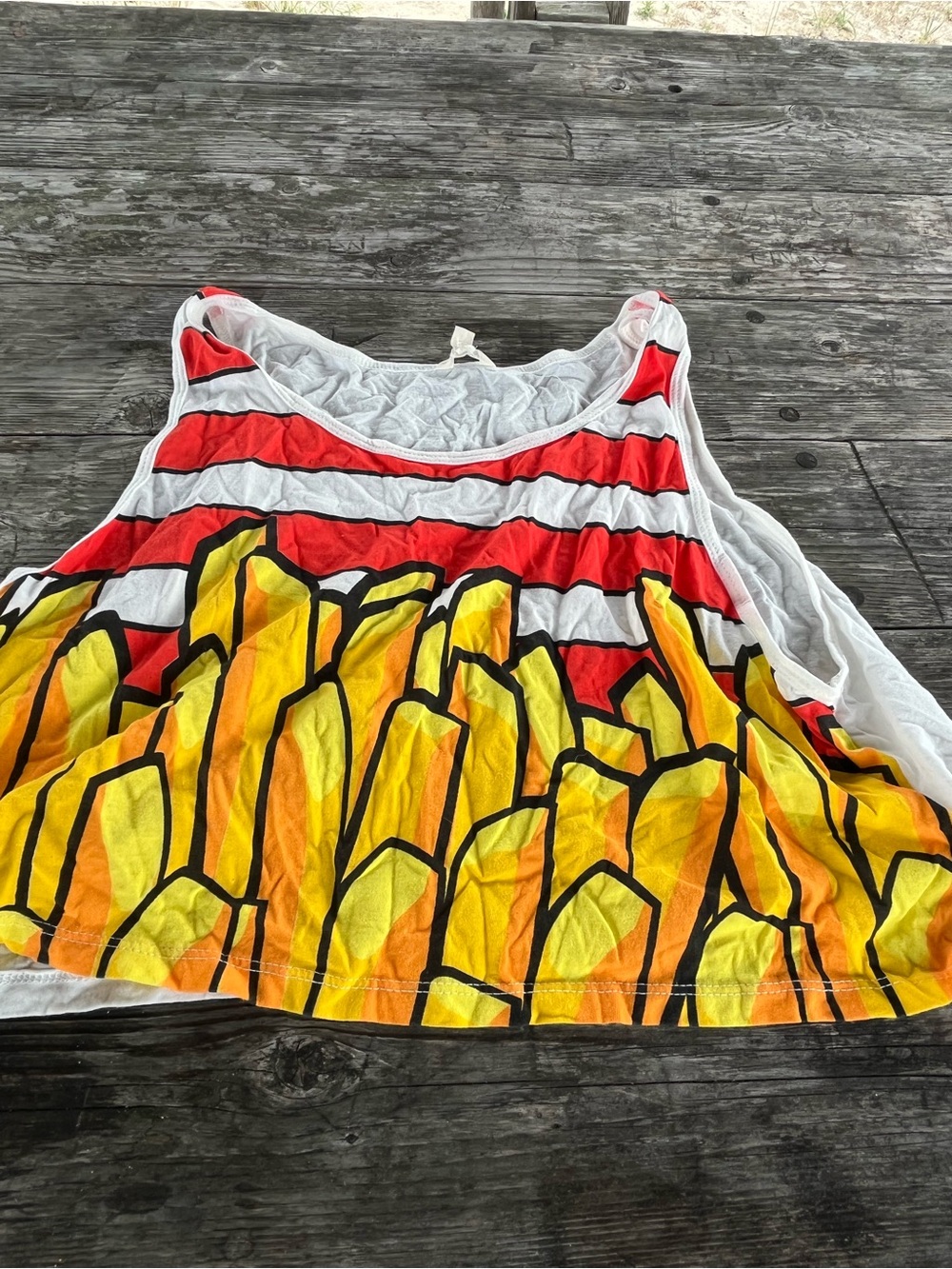 Women’s crop top red & Yellow Graphic Tank Top FRENCH FRIES SZ L